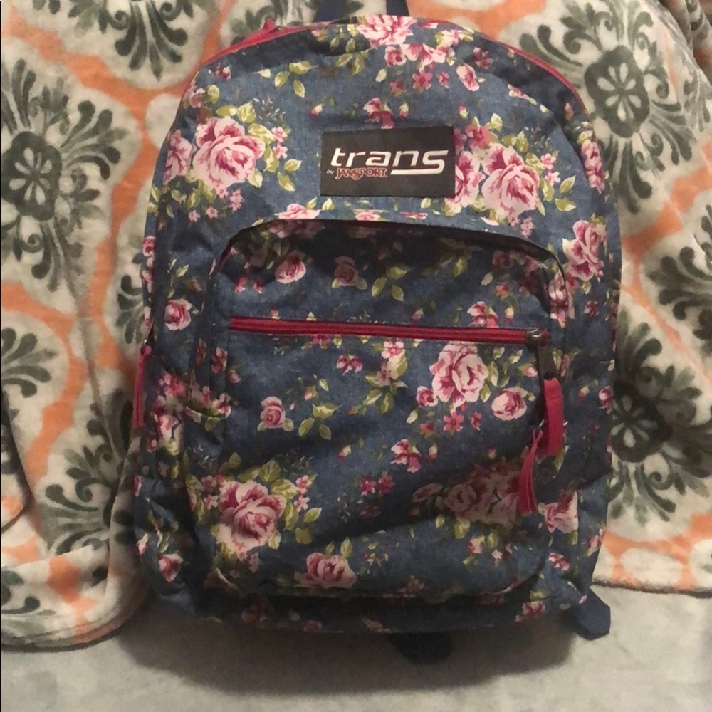 Trans By Jansport Backpack/Navy Blue Flower Print/